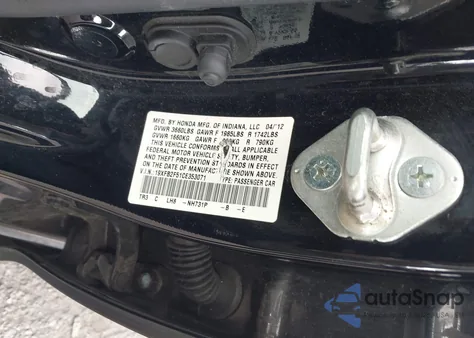 2012 Honda Civic Lx из США, поврежденный, VIN 19XFB2F51CE353071